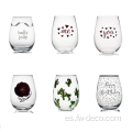 Cabas de vaso de logotipo grabado personalizado/copa de vino transparente sin tallo
